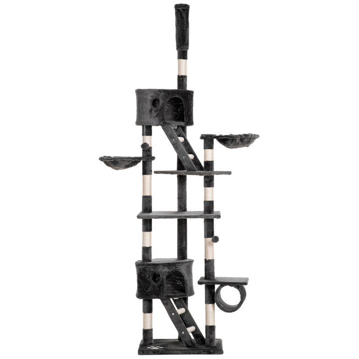 PawHut Adjustable Floor-to-Ceiling Cat Tree: Plush Fun & Scratching Posts!