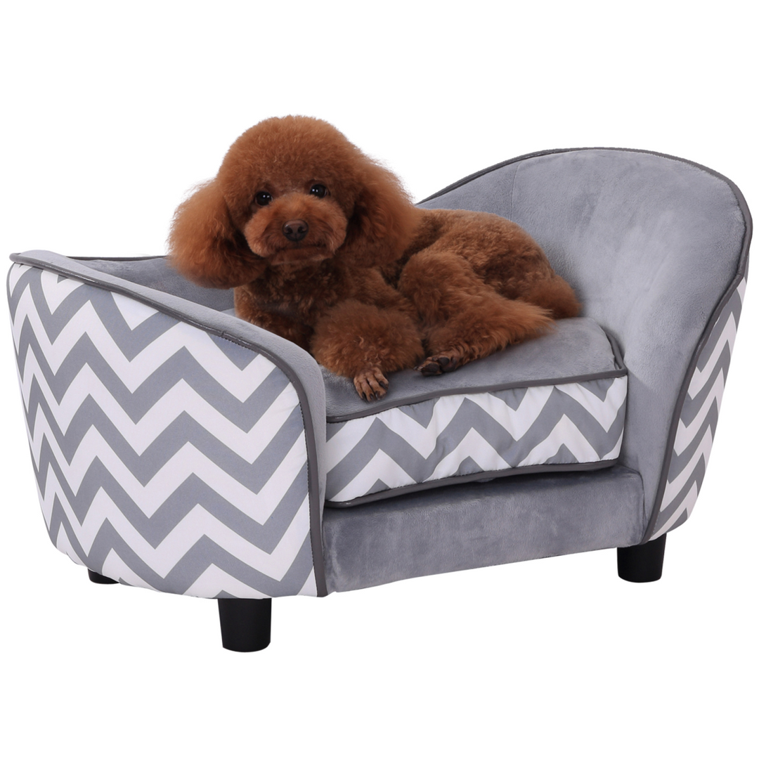 PawHut Grey Pet Couch: Cozy Sofa with Removable Cushion for XS Dogs