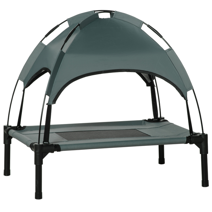 Cooling Elevated Dog Bed with Canopy - PawHut 61 cm Grey Pet Cot