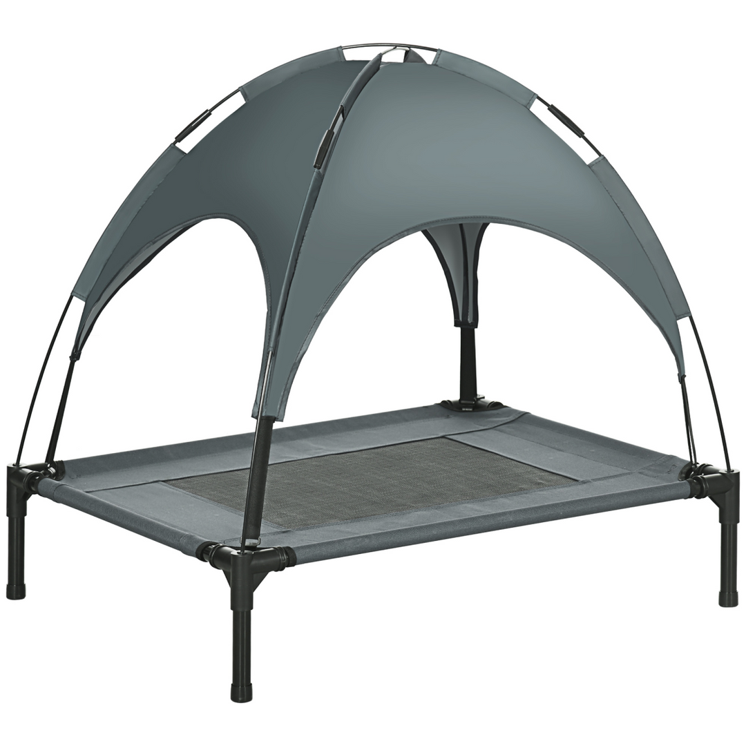 Cozy Elevated Dog Bed with Canopy - Cool & Comfy PawHut Pet Cot, Grey