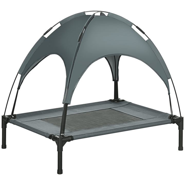Cozy Elevated Dog Bed with Canopy - Cool & Comfy PawHut Pet Cot, Grey