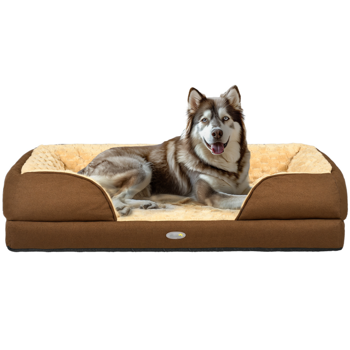 PawHut Dog Bed Calming Pet Bed Dog Mattress for Large Dogs - Brown