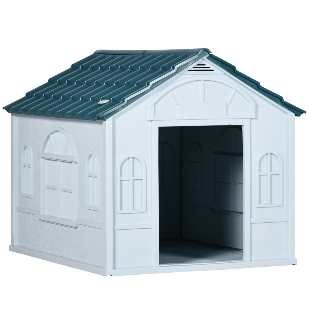 PawHut Weather-Resistant Dog House - Spacious Puppy Shelter for Medium Dogs