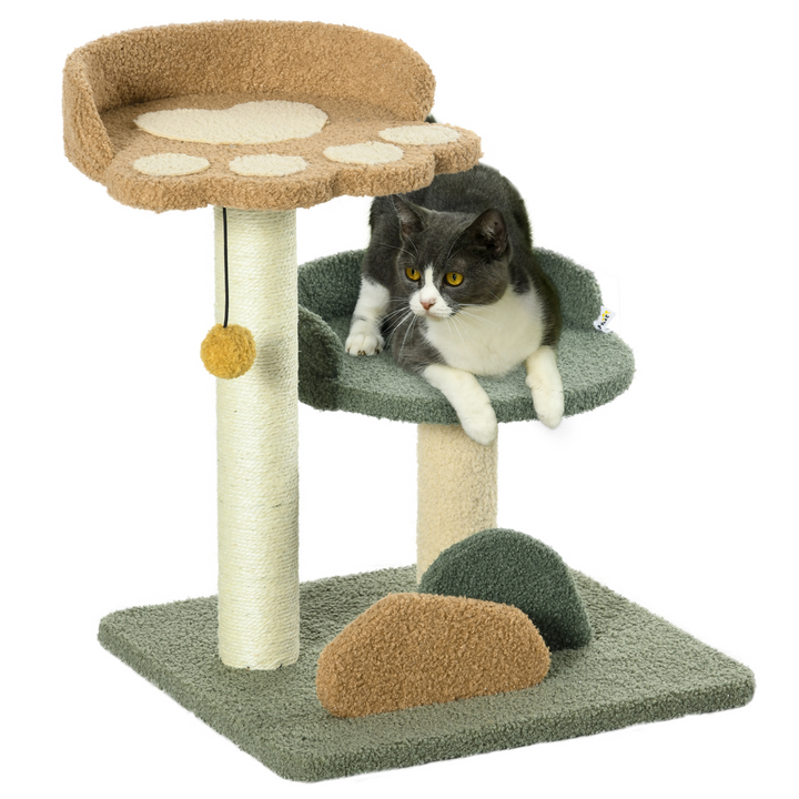 Deluxe 52cm Cat Tree with Scratching Posts, Two Beds & Engaging Toy Ball