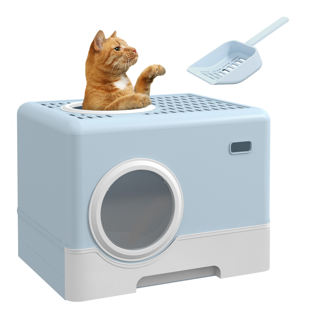 CozyCat Enclosed Litter Box with Scoop – Smart Design for Clean Homes!