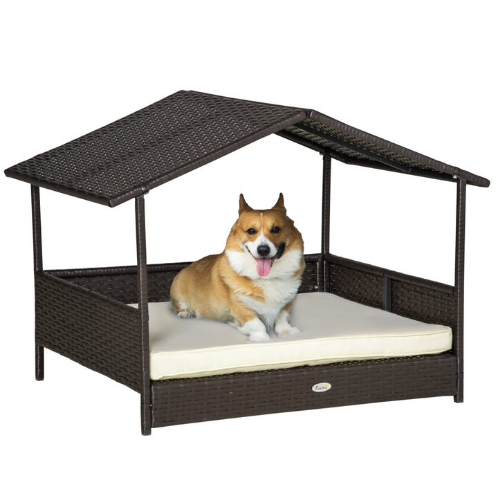 CozyWag Wicker Pet Bed with Cushion - Stylish Dog & Cat House for All Weather