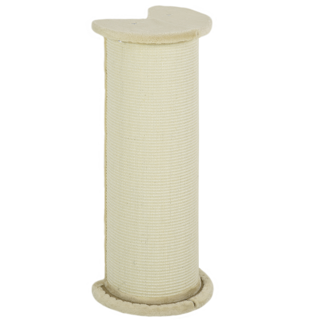 Deluxe 85cm Cat Scratching Post – Beige Sisal Rope Tower with Plush Cover & Anti-Tip Base
