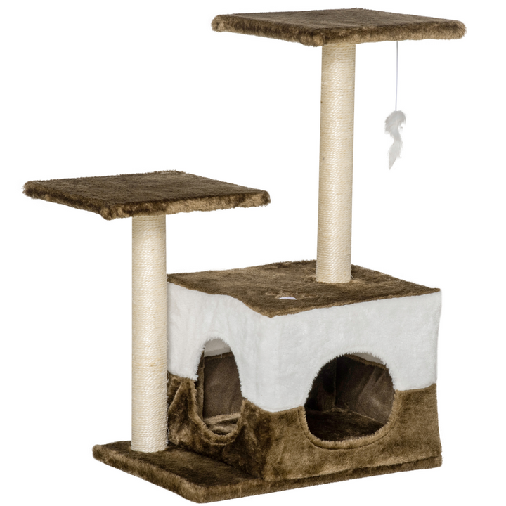 Deluxe Cat Tree with Sisal Scratching Posts, Cozy Perches & Toy - Pawhut