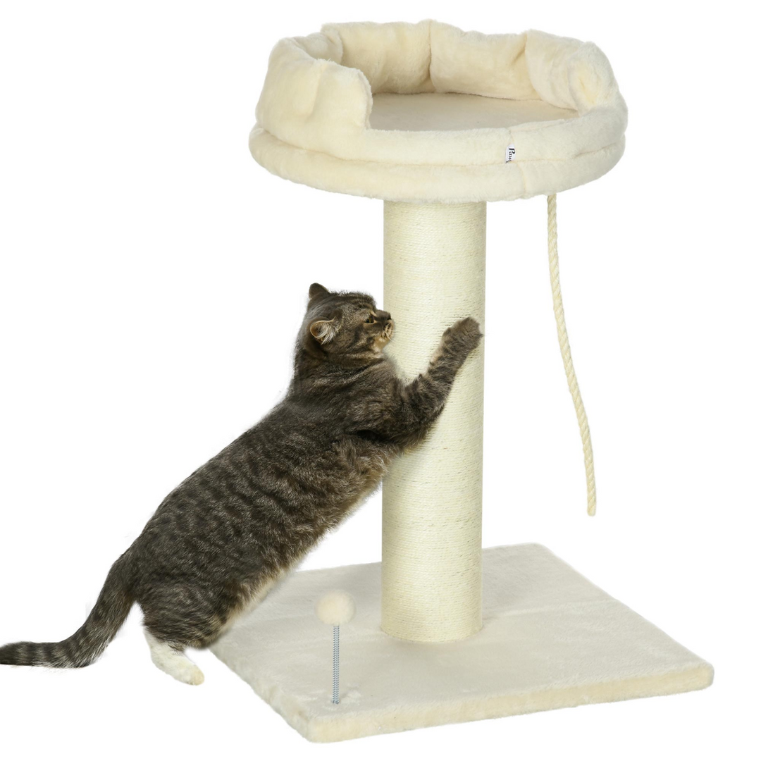 Deluxe Cream Cat Tree: Spacious Bed & Sisal Scratching Post for Indoor Cats