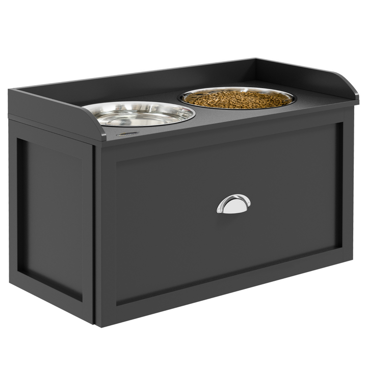 PawHut Elevated Stainless Steel Dog Bowl with Hidden 21L Storage for Comfort