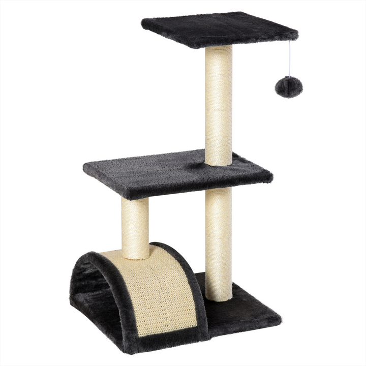 Ultimate Cat Tree with Scratching Posts & Hanging Ball - Grey Pawhut