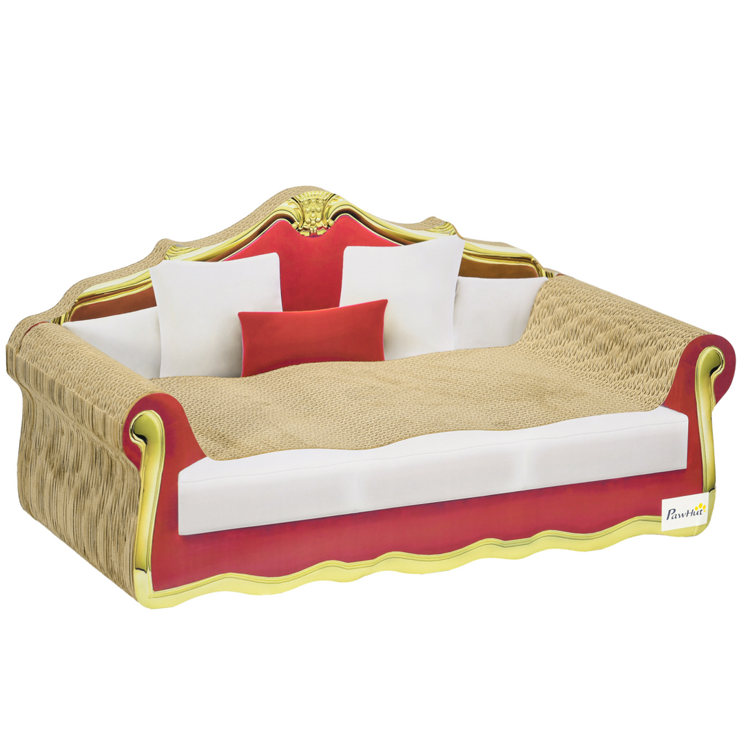 PawHut Cat Scratching Lounge: Stylish Cardboard Sofa with Catnip, 58x29cm