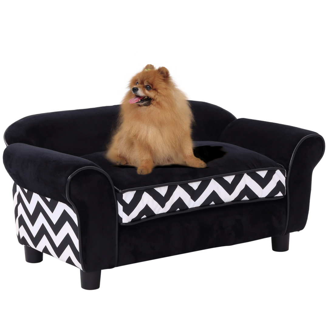 Cozy Black Pet Sofa: Removable Cushion for XS Dogs & Cats - Ultimate Comfort!