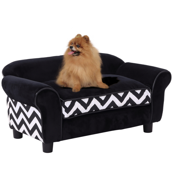 Cozy Black Pet Sofa: Removable Cushion for XS Dogs & Cats - Ultimate Comfort!