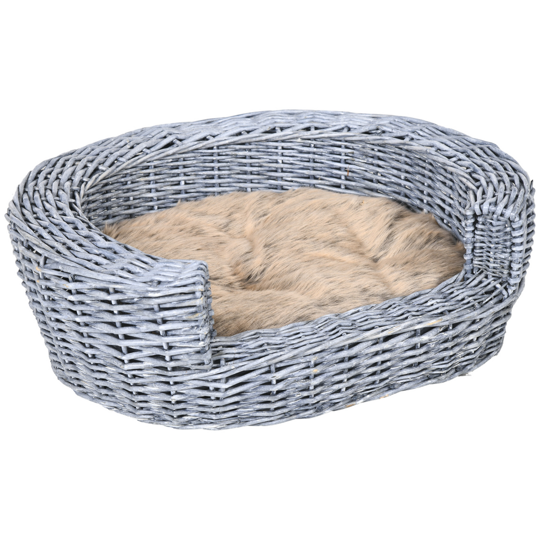 Luxurious Elevated Pet Bed: Stylish Wicker Sofa for Dogs & Cats with Plush Cushion