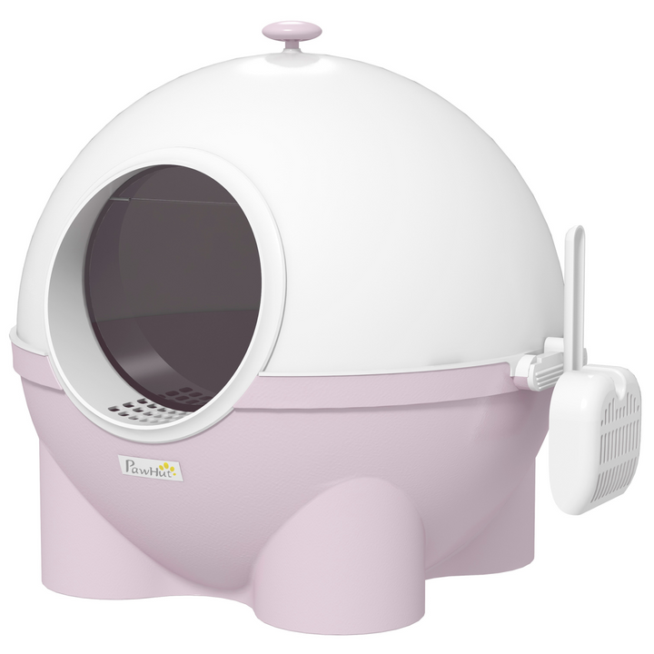 Cozy Cat Privacy Litter Box with Scoop - Stylish Enclosed Design in Pink
