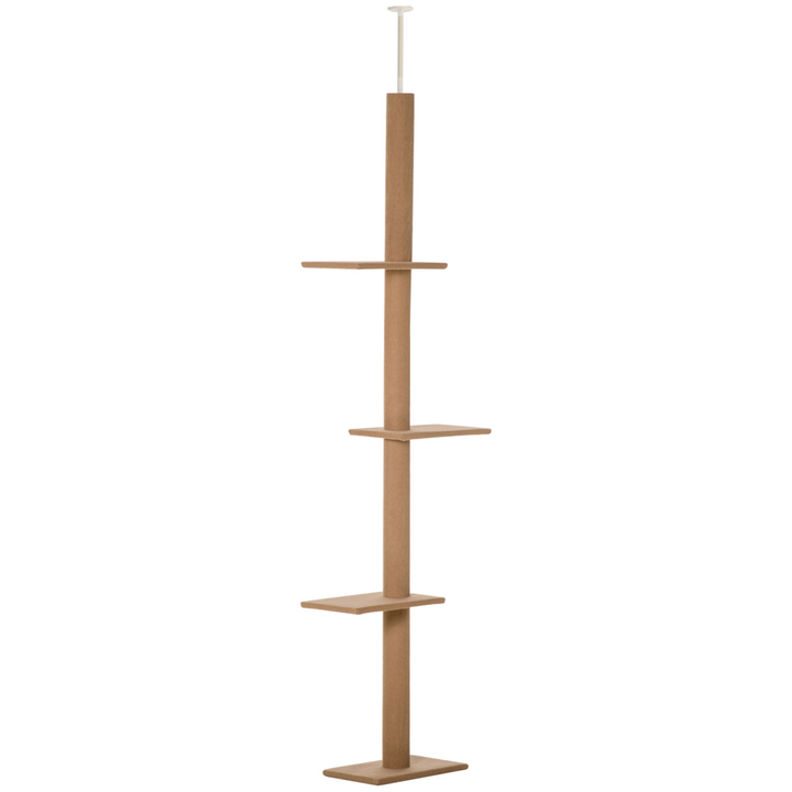 260cm Floor To Ceiling Cat Tree for Indoor Cats w/ Adjustable Height - Brown
