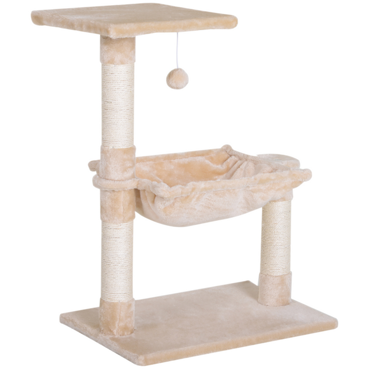 Deluxe Two-Tier Cat Activity Tower with Scratch Posts & Hammock - Cozy Play Space