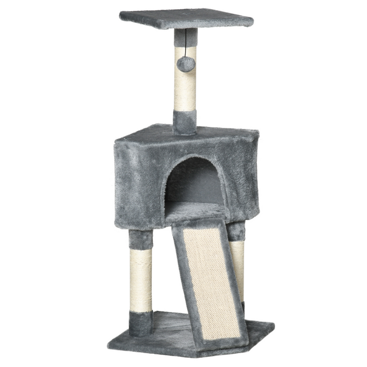 3 Level Cat Tree Sisal Scratching Post Perch Condo Ladder Cat Furniture Grey