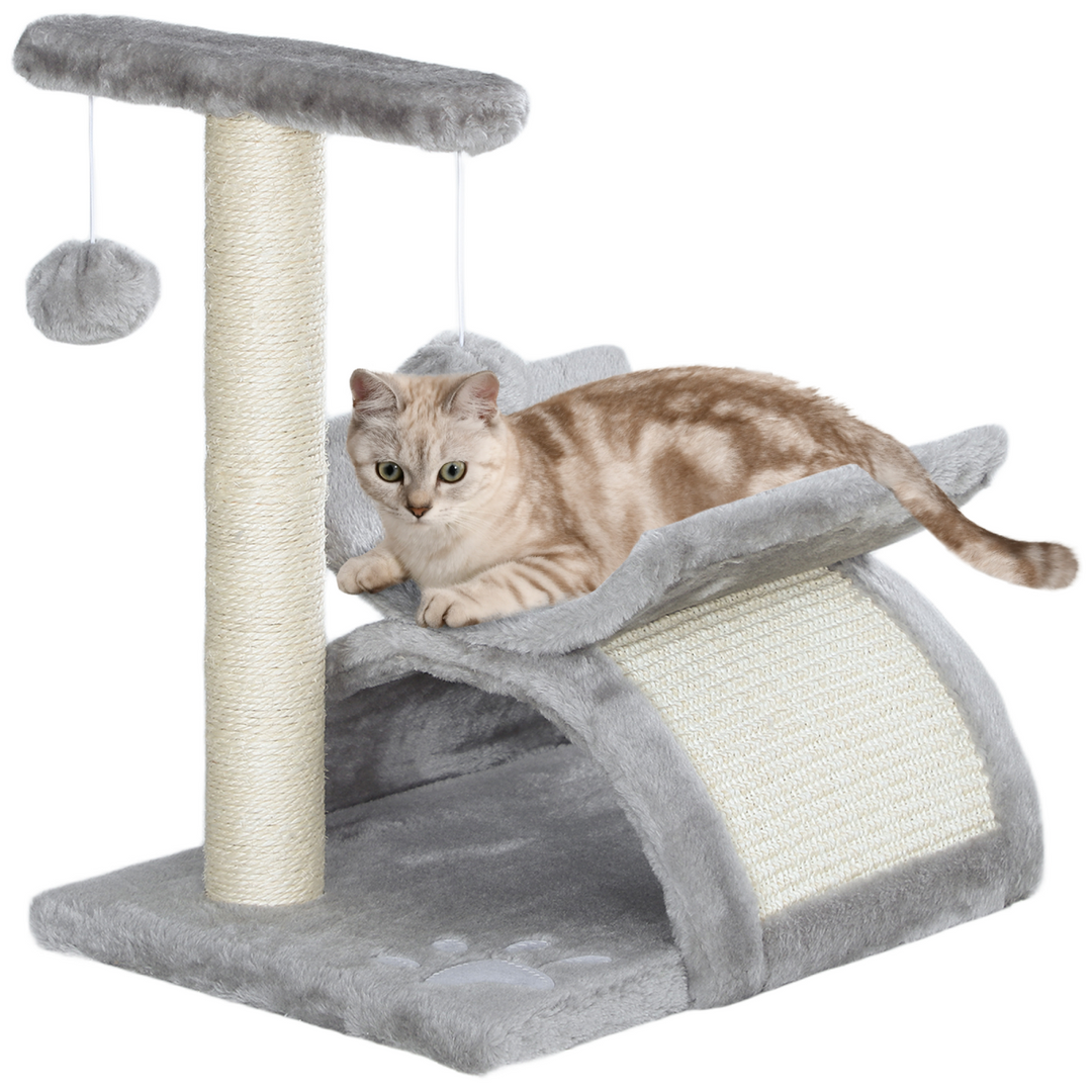 Deluxe Cat Activity Tree: Plush Scratching Post with Tunnel & Dangling Toys