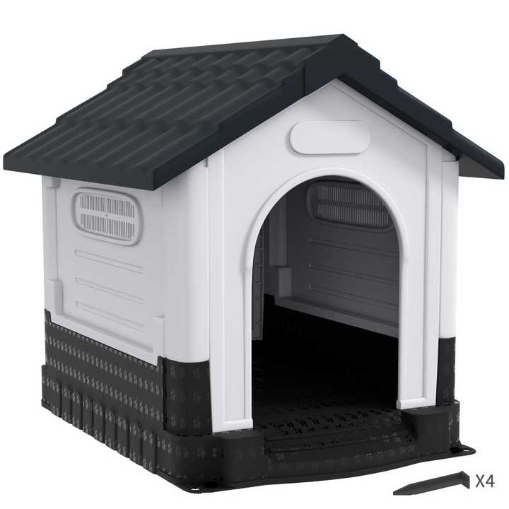 PawHut Outdoor Dog Kennel – Spacious & Weatherproof Retreat for Medium & Large Dogs (Grey)