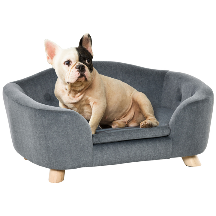 Cozy Grey Pet Sofa for Small Dogs - Plush, Washable, Stylish & Durable